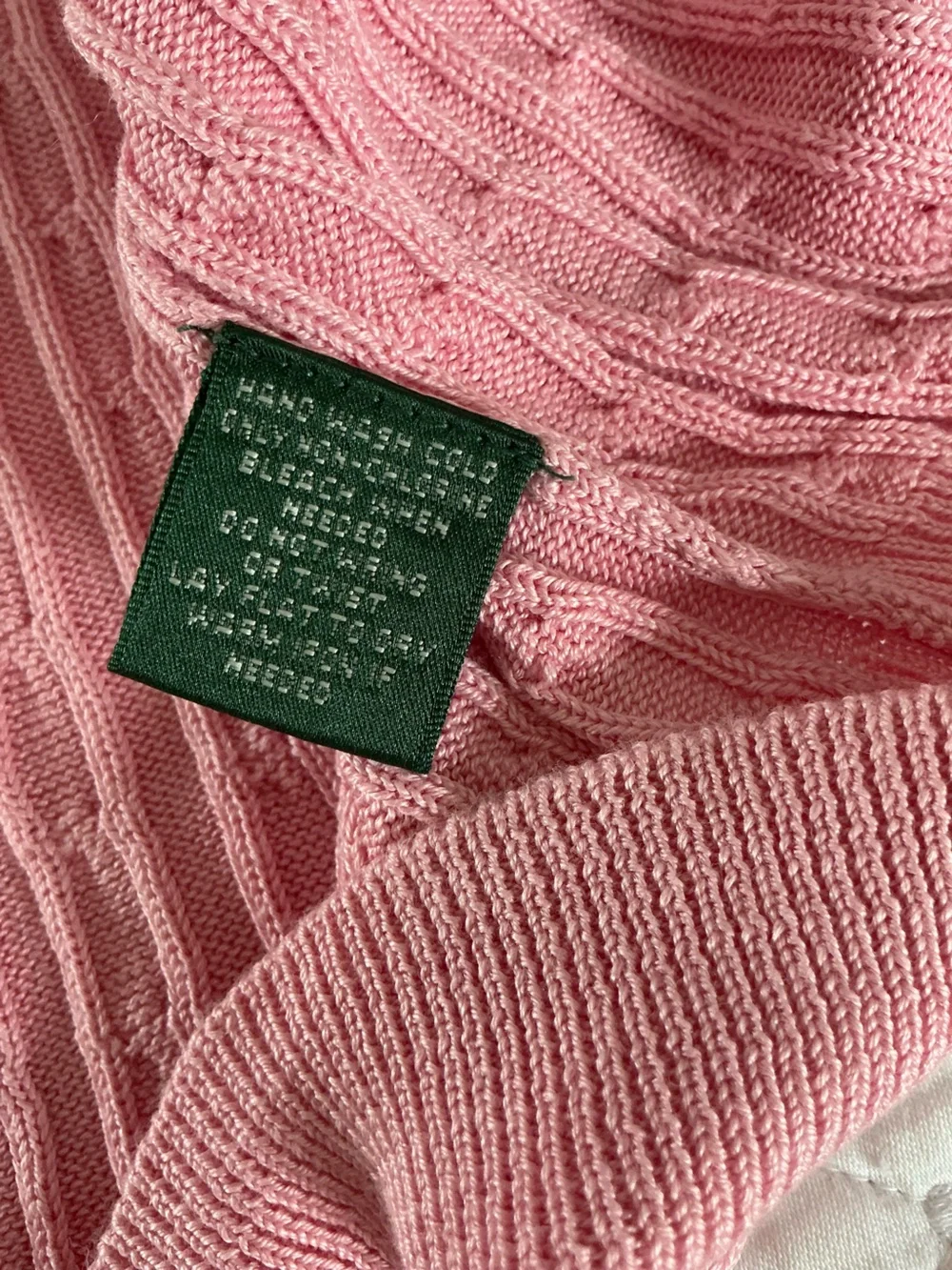 Lauren Ralph Lauren Pink Silk Blend Cable-Knit Sweater with White Collar 2X